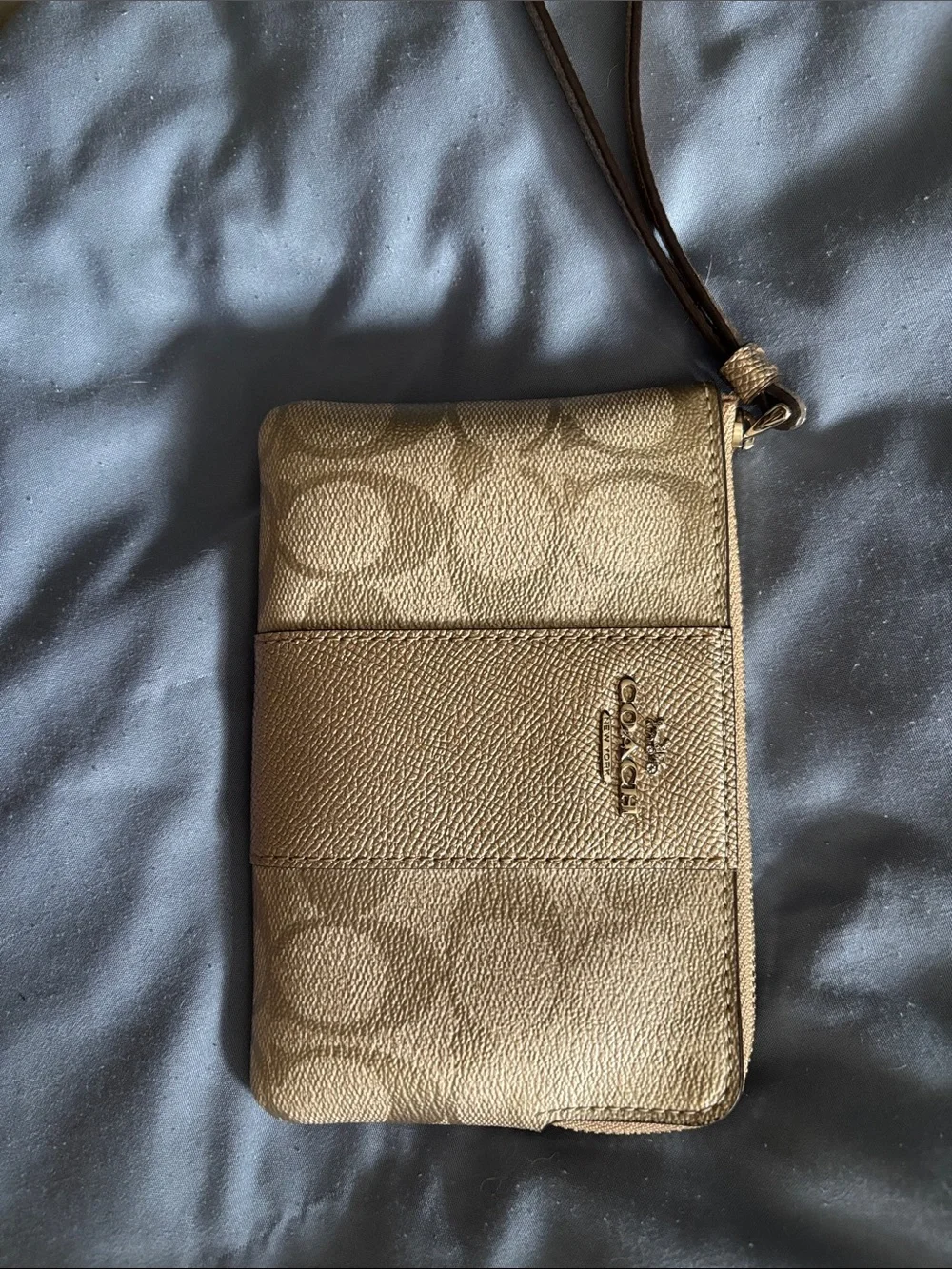 Coach Metallic Brown Signature Wristlet